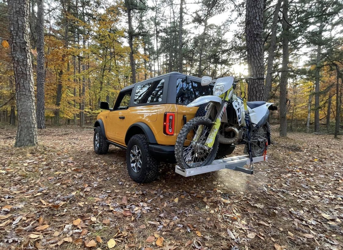 Motorcycle Carrier on back of Bronco sasquatch Bronco Nation