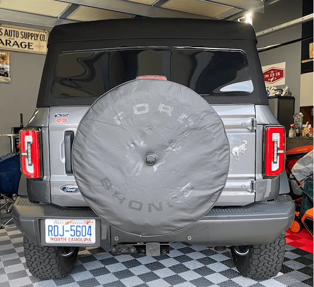 35-Inch Tire Cover For Ford Bronco – With Backup Camera Cutout, SASQUATCH Flag Design – Made In USA