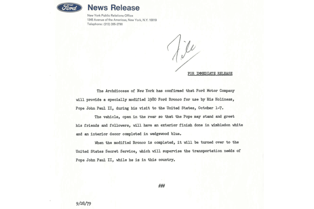 1980 Ford Bronco Pope John Paul II