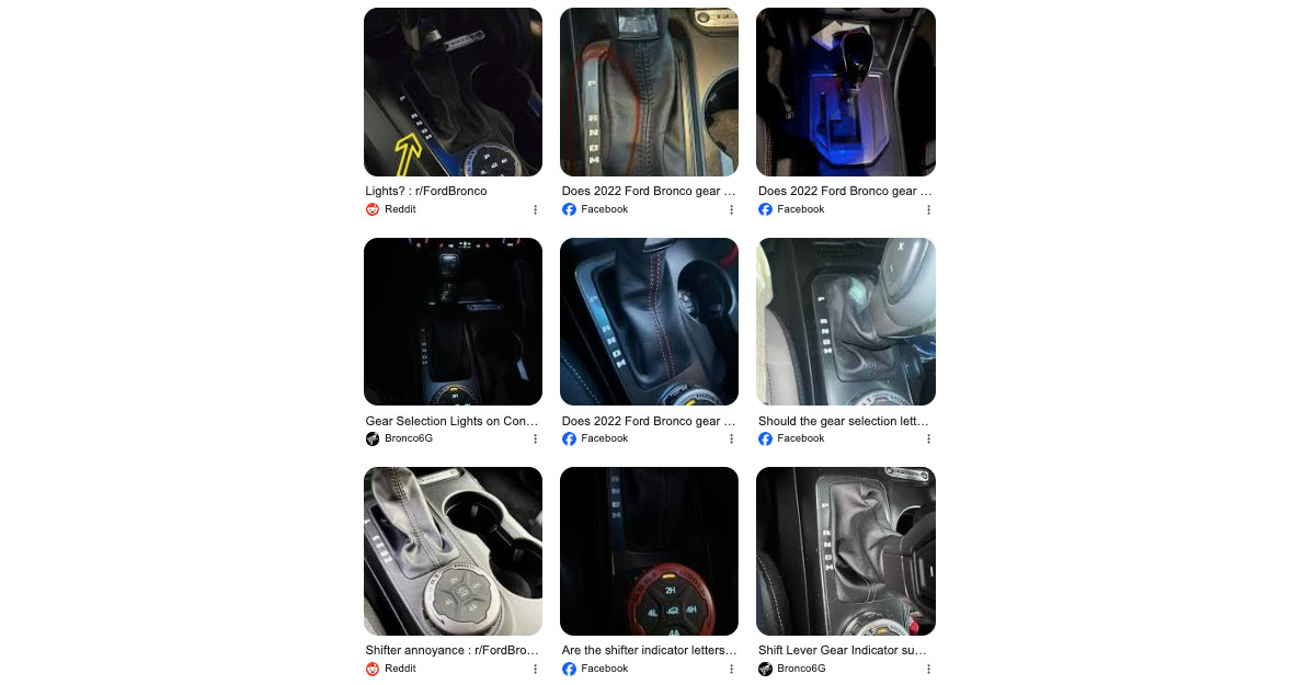 Bronco Gear Selector Lights