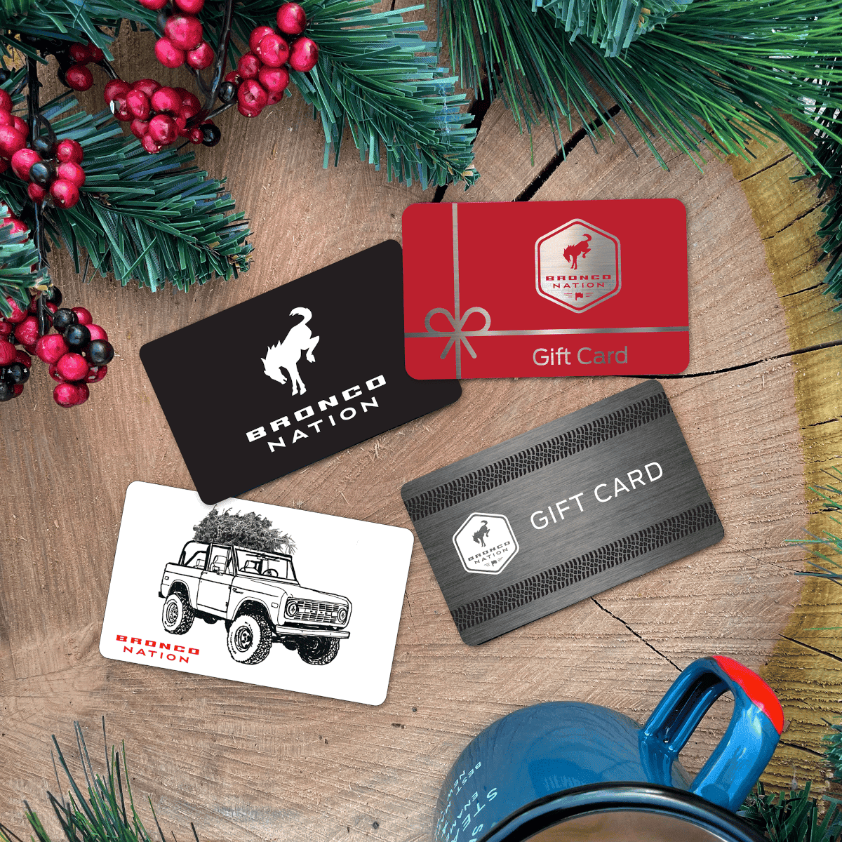 Gift Cards spread out on table