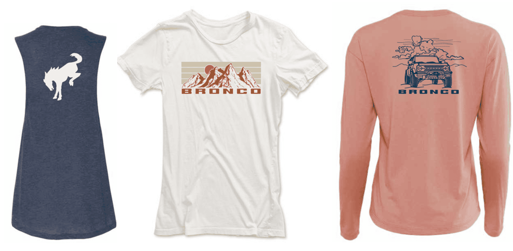 three pieces of bronco nation merchandise